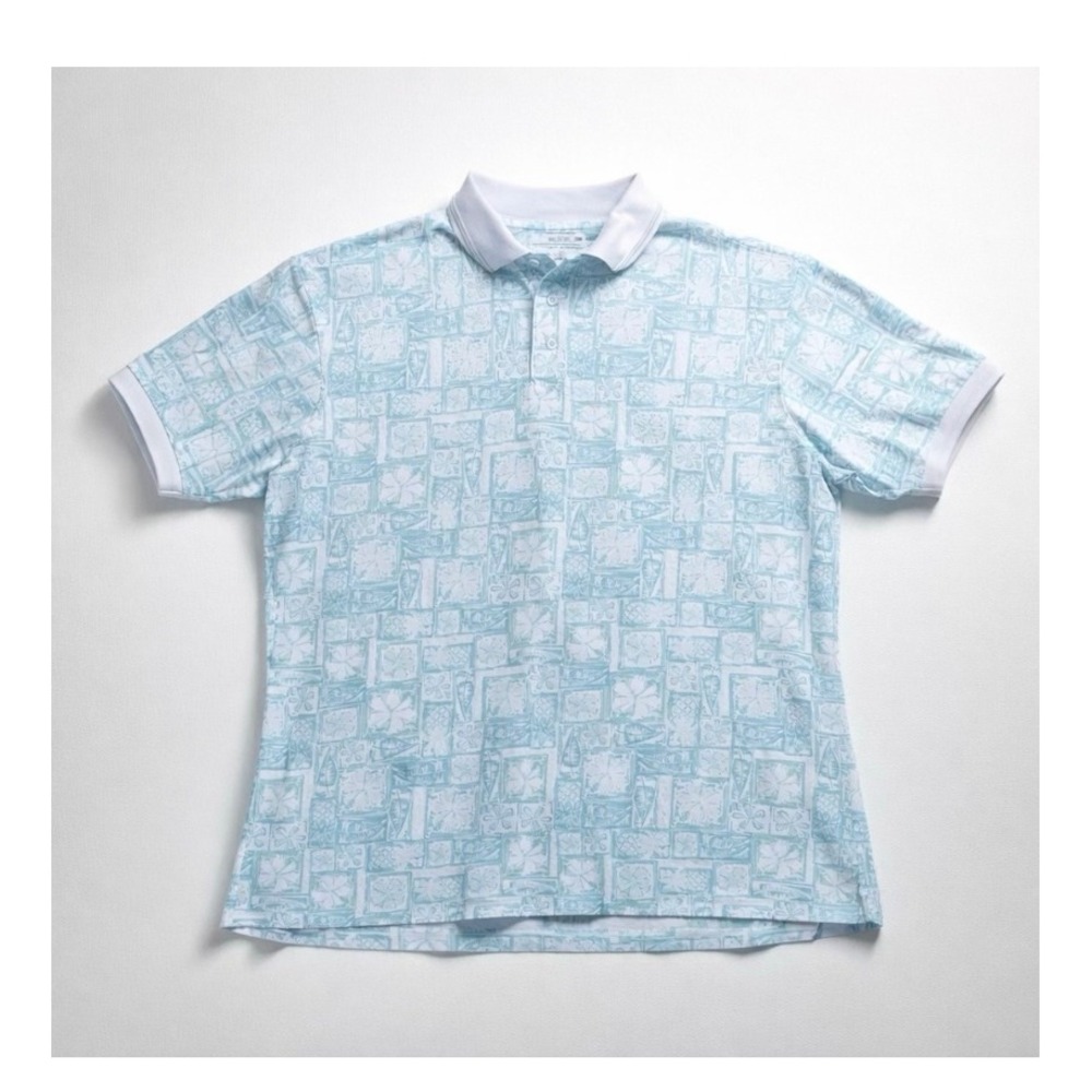 Windham Pointe Mens L Mint Tropical Polo Shirt Vintage Retro Casual Streetwear